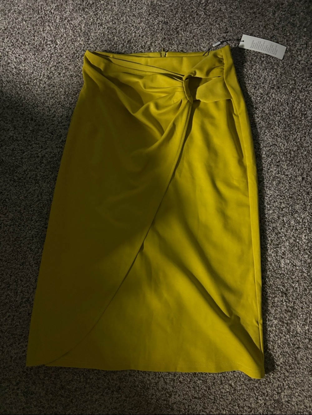 Knot-Detail Olive Green Wrap A-Line Skirt